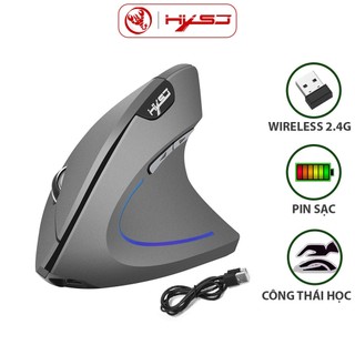 Chuột ko dây kiểu đứng HXSJ T22 Sạc pin wireless USB 2.4GHz chống mỏi tay dùng cho pc laptop táo tablet táo tivi