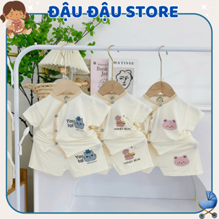 Combo 5 bộ cộc tay sơ sinh chất vải thun lạnh mềm mịn cho bé sơ sinh size 0-9 tháng CL07 Đậu Đậu Store