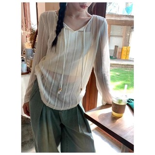 Set áo ren lưới mỏng dây hạt gỗ kiểu hàn quốc 247store.vn