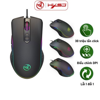Chuột máy tính có dây HXSJ A867 chuyên giành cho game thủ, văn phòng Led đổi màu DPI6400 chip game CP190