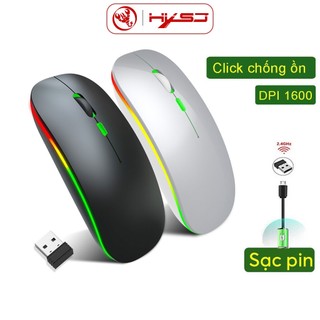 Chuột không dây HXSJ M40 wireless 2.4G Led viền đổi màu, siêu mỏng tự sạc pin chống ồn dùng cho máy tính pc laptop, tivi