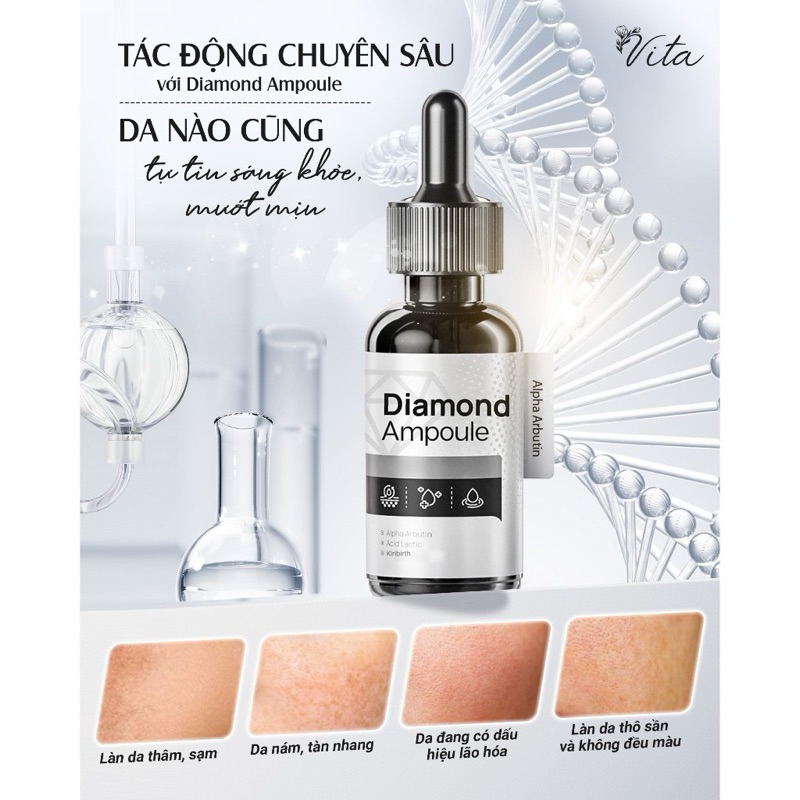 combo 5 Diamond Ampoule Tinh Chất Kim Cương Hộp 10ml Giúp Dưỡng Ẩm,Cải Thiện Nếp Nhăn,Làm Mờ Thâm Ná