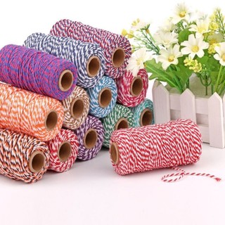 cuộn dây cotton 100 mét xoắn thủ công làm dây buộc nơ, duy băng trắng trí giáng sinh