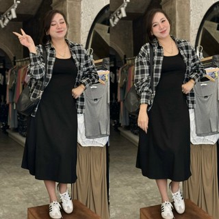 Bigsize set váy áo sơ mi kẻ- mã sản phẩm 20492
