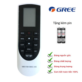 Điều khiển Điều Hoà máy lạnh Gree mặt đen, Remote máy lạnh gree hàng tốt - Tặng pin !