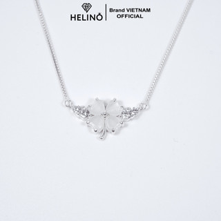Dây chuyền bạc nữ HELINO cỏ bốn lá đính đá mắt mèo cao cấp trang sức cá tính C54