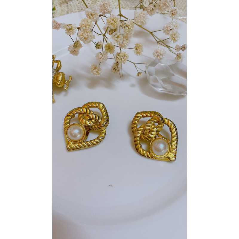 BÔNG TAI VÀNG VINTAGE SECONDHAND NHẬT BẢN BOU JEWELRY VINTAGE