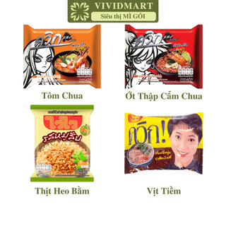 [GÓI LẺ] - Wai Wai - Mì Wai Wai 4 vị: Heo Bằm, Vịt Tiềm, Ớt Thập Cẩm Chua, Tôm Chua (60g/gói) - Mì ăn liền Thái Lan