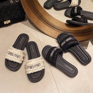 DÉP NỮ QUAI NGANG TUA RUA MIU ĐÁ ĐẾ CAO 2CM MỚI