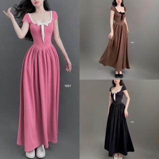 Đầm váy maxi nữ tăm lạnh cổ vuông cùng 3 tone màu  trẻ trung, tôn da