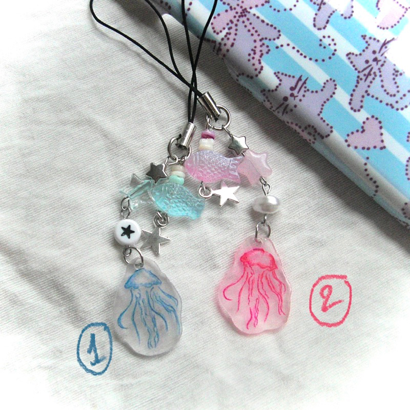 Móc điện thoại sứa, handmade 100%, ocean haul, meo.mellow