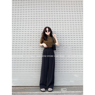 Quần vải xuông ống sớ ly eo