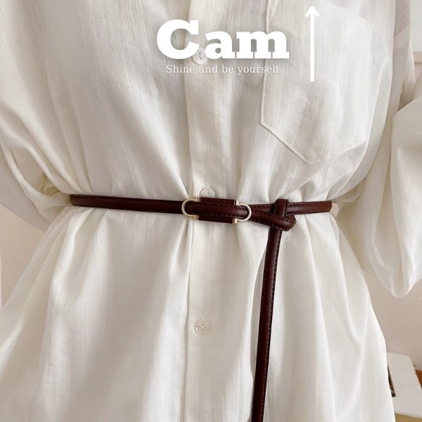 Thắt lưng da đai váy nữ bản nhỏ DV30 OMEGA KHÔNG CẦN BẤM LỖ dạng mảnh phối blazer 1cm  Belt dây nịt 