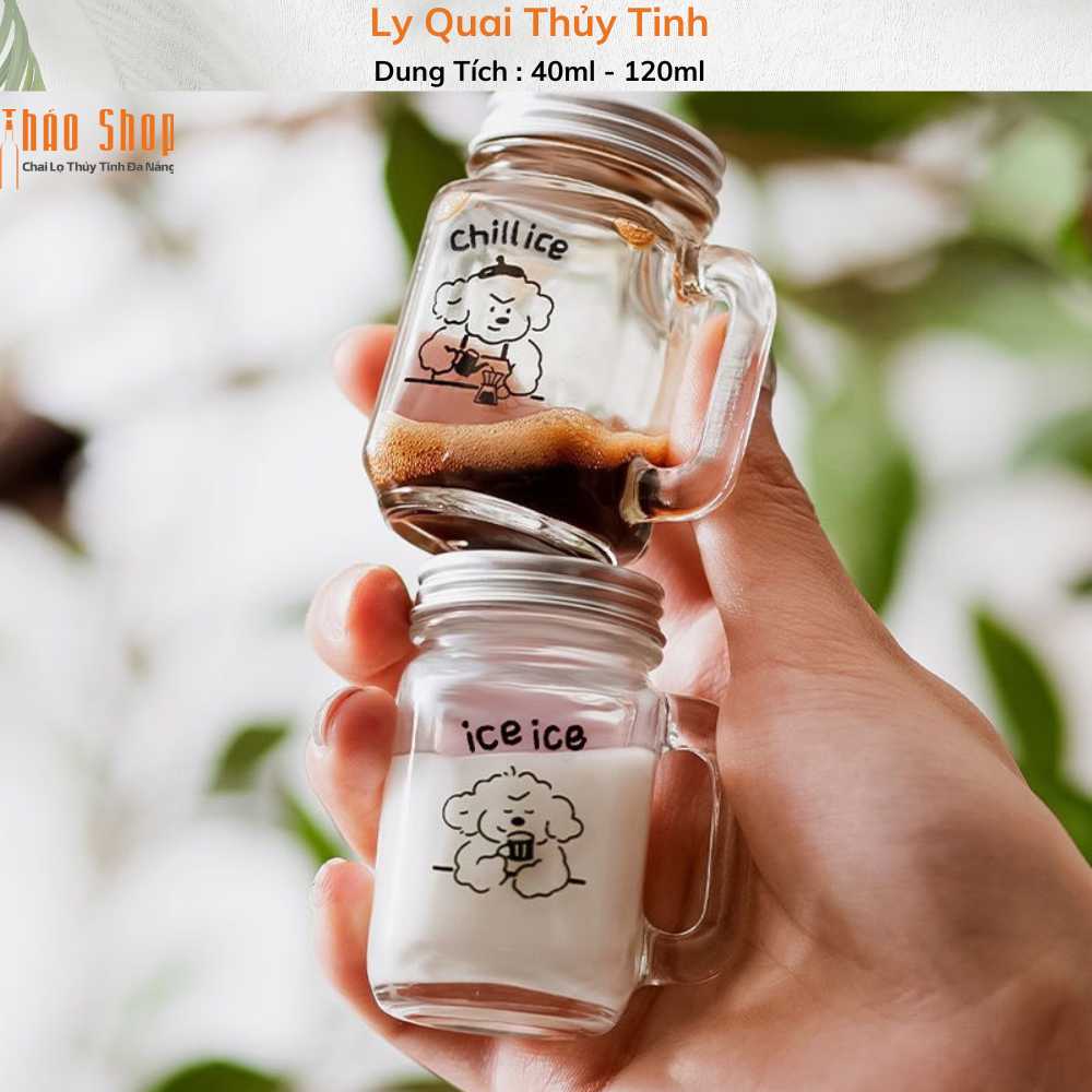 Ly Thủy Tinh Quai Nhỏ 120 ml ( không có hình ) thủy tinh dày dặn, đựng cafe, sữa tươi, ginger shot….