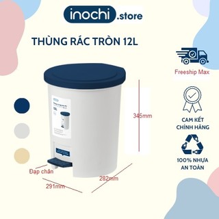 Thùng Rác Nhựa Đạp Chân Nắp Tròn INOCHI 12 Lít Sọt Rác Văn Phòng mini thông minh THRT6L