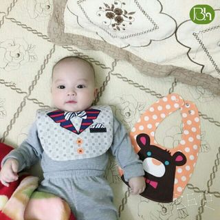 Yếm chống thấm 2 mặt, 2 cúc bấm cho bé