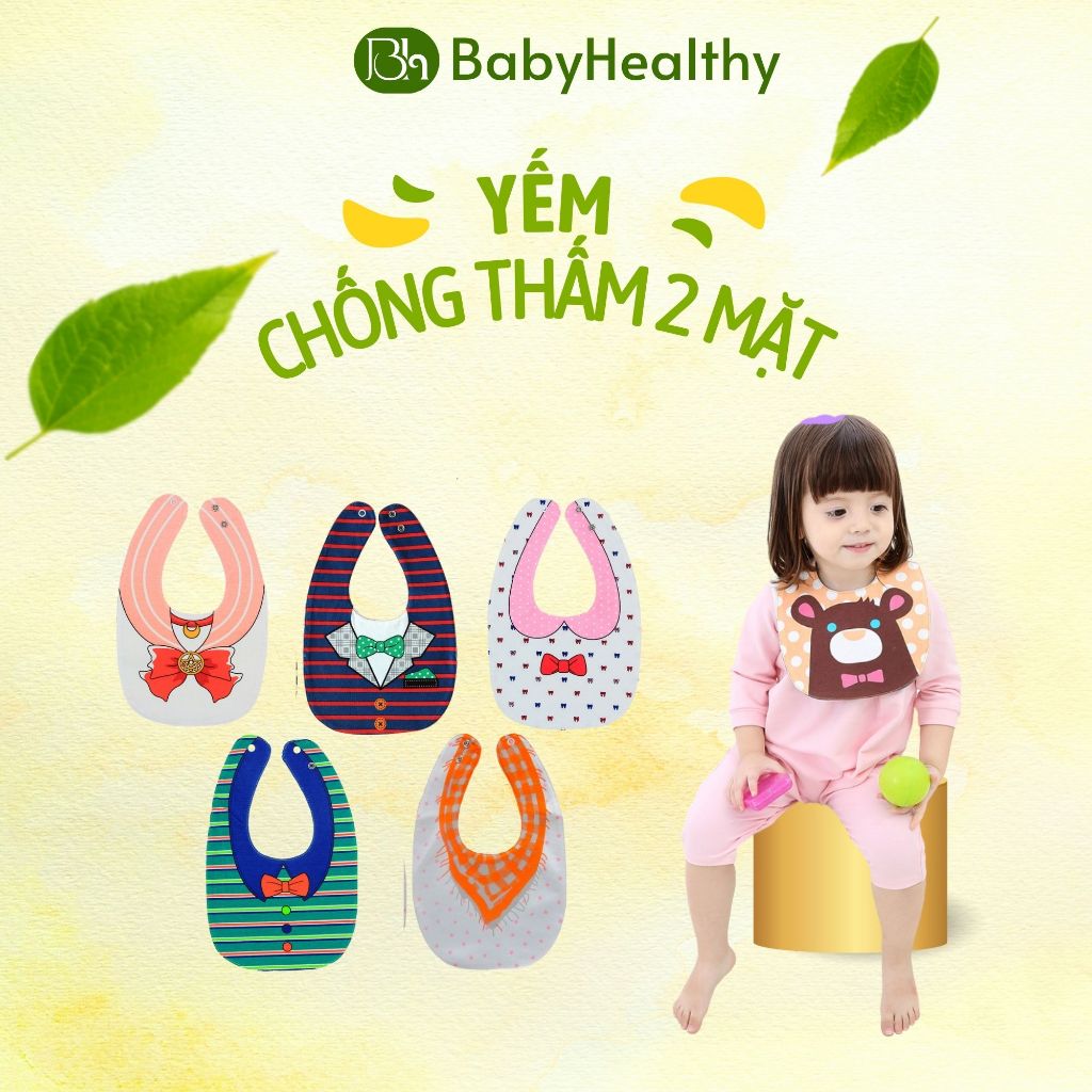 Yếm chống thấm 2 mặt, 2 cúc bấm cho bé