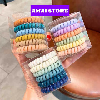 Dây cột tóc,chun buộc tóc lò xo dạng xoắn hàn quốc đơn giản màu pastel