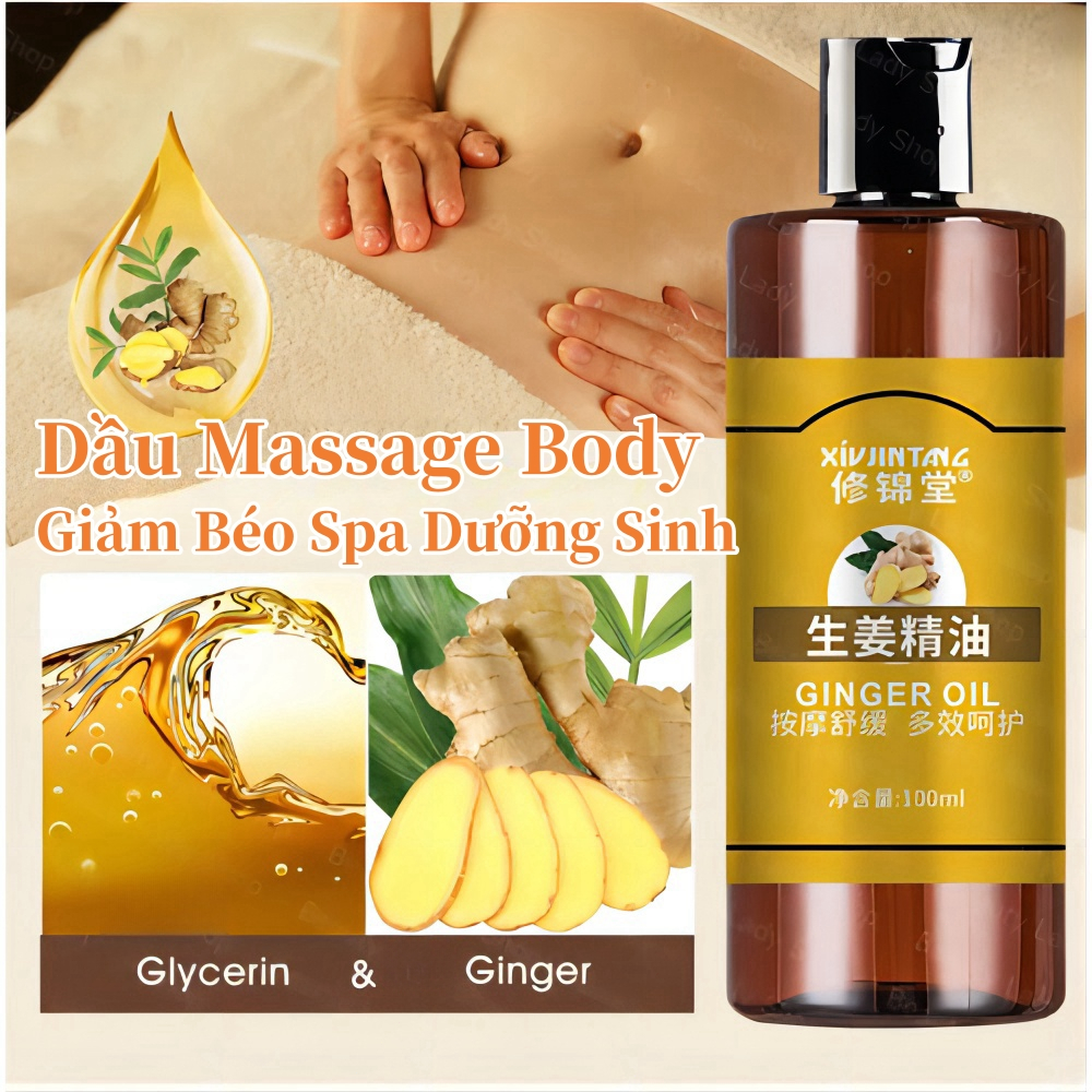 Tinh Dầu Massage body Dầu Gừng Massage Ấm, Tinh Dầu Gừng Nóng Thiên Nhiên Phù Hợp Với Mọi Loại Da, Giảm Đau Nhức