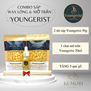 COMBO SÁP WAX LÔNG & MỠ TRĂN YOUNGERIST hard wax beans sáp tẩy triệt lông waxing tại nhà hạt đậu keo tẩy lông sáp wax
