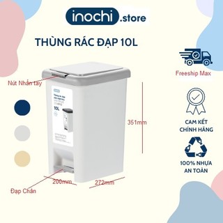 Thùng Rác inochi -Nhựa Đạp Chân Nắp Đậy Chữ Nhật INOCHI 10 Lít ( Loại có ruôt) Làm Sọt Rác Văn Phòng,Đựng Rác Gia Đình