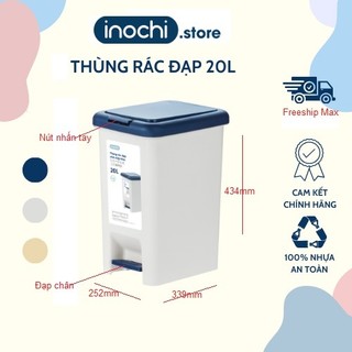 Thùng Rác inochi -Nhựa Đạp Chân Nắp Đậy Chữ Nhật INOCHI 20 Lít ( Loại Có Ruột) Làm Sọt Rác Văn Phòng,Đựng Rác Gia Đình