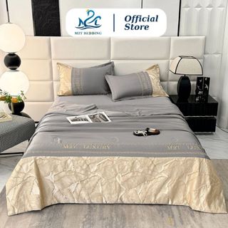  Bộ chăn ga gối phi lụa M2T BEDDING bao gồm 2 vỏ gối nằm 1 ga giường và 1 chăn chần bông hè mỏng 