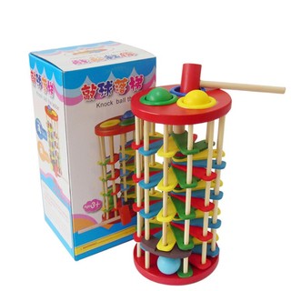 Đồ chơi trẻ em bộ đập bóng cầu thang gỗ