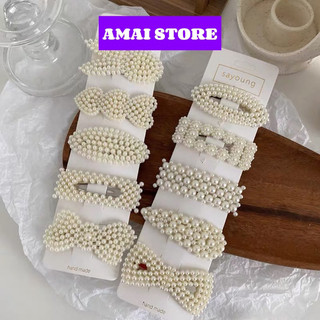 Cặp tóc kẹp bấm tóc mái bẻ tách ngọc trai nhiều hình phong cách hàn quốc kẹp mái xinh xắn - AMAI