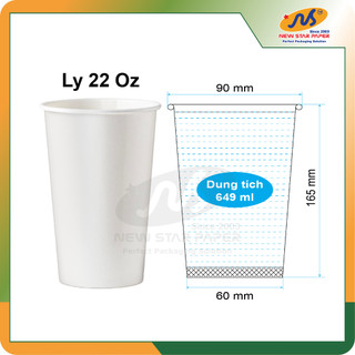 Ly giấy 22oz~649ml - Lốc 50 ly giấy trơn