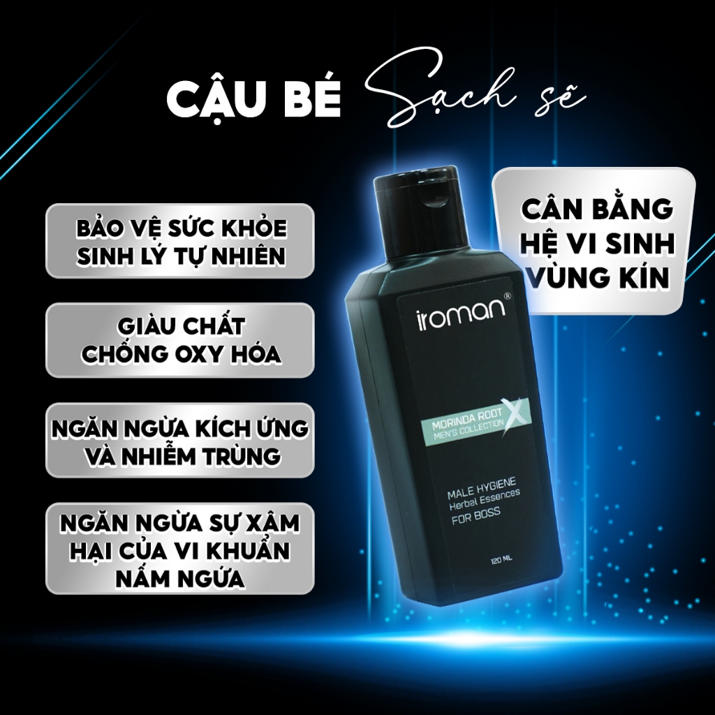 [Mua 1 TẶNG 1] Tinh Chất Thảo Dược Vệ Sinh Nam Bảo Vệ Sinh Lý Phái Mạnh IROMAN 120G