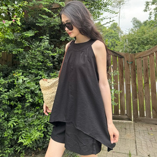 Set đồ nữ đũi, bộ đồ nữ hè áo yếm quần short cá tính