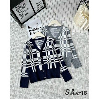 Áo cardigan len Thom hoạ tiết kẻ sọc new 2024 hàng QCl1 freesize