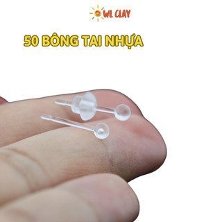 25 cái bông tai bằng nhựa, chốt khuyên tai, bông nhét đeo tai thủ công handmade DIY