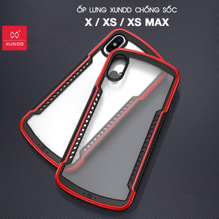 [Hỏa Tốc HCM] Ốp lưng XUNDD iPhone X/ XS/ XS Max (ALPHA SERIES) - Chống shock, Mặt lưng trong, Cạnh màu - Đỏ