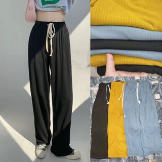 Quần dài thun tăm Bigsize CÔ NHỎ nữ chất vải tăm lạnh mềm Quảng Châu co giãn thoải mái - QTAM