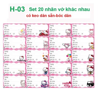 Nhãn vở Hello Kitty - nhãn dán Hello Kitty cute (combo 80 nhãn vở)