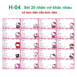 Nhãn vở Hello Kitty - nhãn dán Hello Kitty cute (combo 80 nhãn vở)