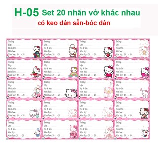 Nhãn vở Hello Kitty - nhãn dán Hello Kitty cute (combo 80 nhãn vở)