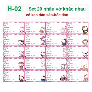 Nhãn vở Hello Kitty - nhãn dán Hello Kitty cute (combo 80 nhãn vở)