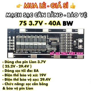 [ĐGTVN] Mạch sạc cân bằng và bảo vệ pin Lion 7S 3.7V - 40A (Đen BW)
