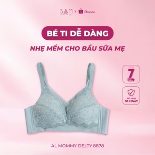 Áo Lót Cho Con Bú Cotton Pha Ren Cao Cấp Nút Cởi Tiện Lợi Thấm Hút Sữa Mồ Hôi SAM AL Delty 8878