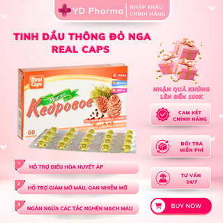 Viên Tinh Dầu Thông Đỏ Nga Real Caps Cedar Oil 60 Viên Uống Bổ Trợ Sức Khoẻ| YD Pharma