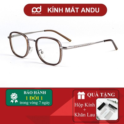 Gọng kính cận thời trang nam nữ ANDU dáng vuông chống tia UV chất liệu kim loại cao cấp - 1014