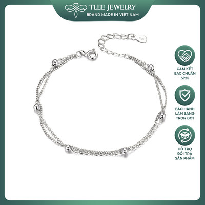 Lắc tay bạc nữ TLEE kép mix bi nhỏ dáng mảnh bạc 925 cao cấp TLEE JEWELRY LT0129