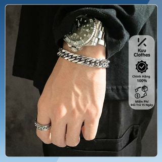 Vòng tay titan lắc tay nam nữ TIN KuuClothes dạng chuỗi xích mắt xích 8mm titan không gỉ an toàn với  - Vòng Tay TIN