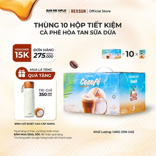  Thùng 10 Hộp Cà Phê Sữa Dừa Cocofe (100 Gói) Cafe Hòa Tan Cao Cấp Chính Hãng Ban Me Gold - REXSUN