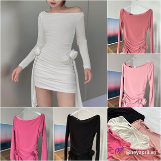Đầm lệch vai ôm body đính hoa thiết kế siêu hot có video