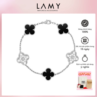 Vòng tay nam nữ LAMY Flower Clover Stone Bracelet Silver 2267