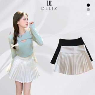 Chân váy tennis xếp ly cạp cao dáng ngắn lưng cao chất liệu gold hàn cho nữ 3 màu đen, trắng, nâu DELIZ